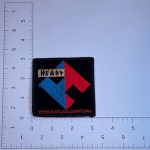 Embroidered HEART Band Patch - Black with Red and Blue Design